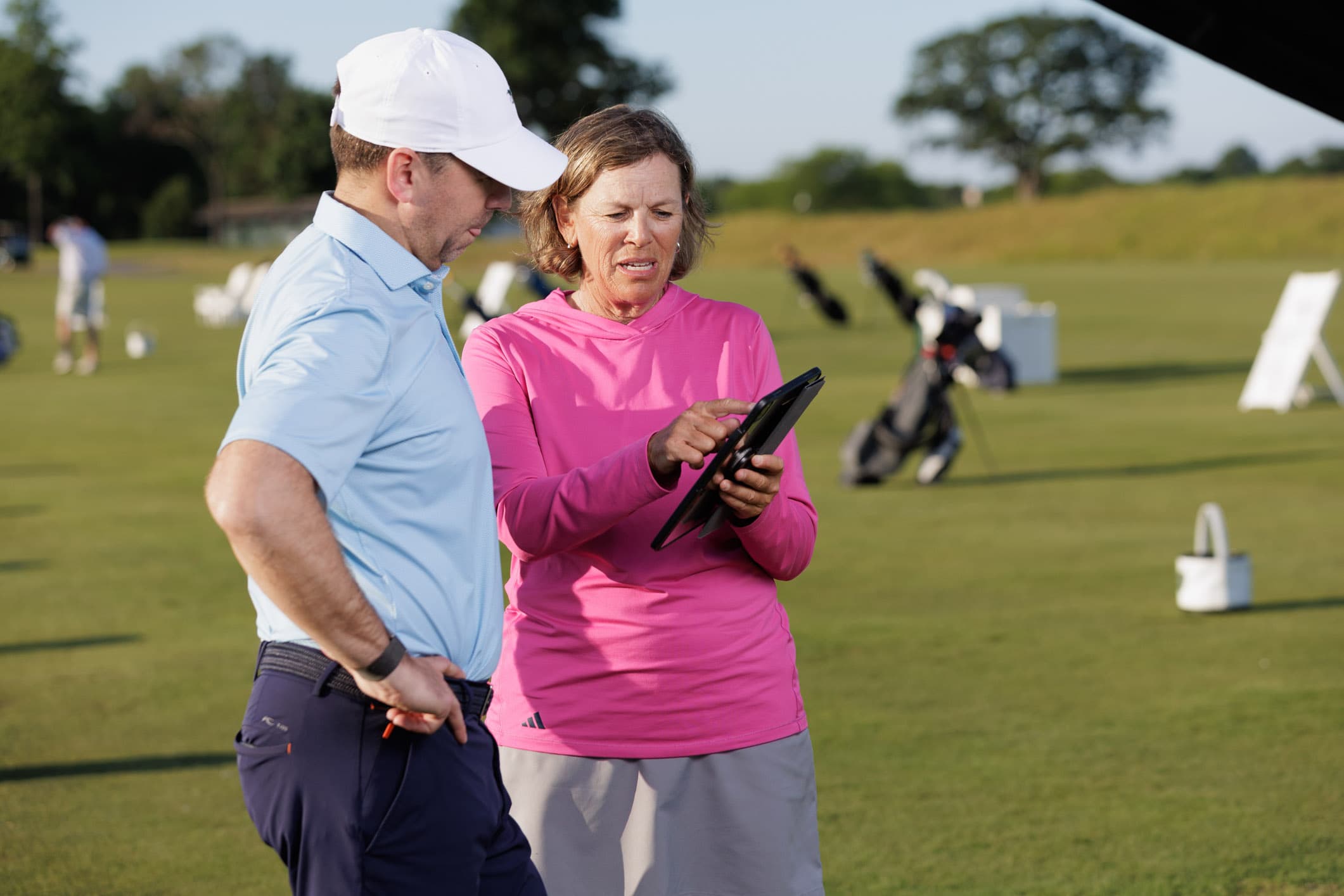 Jamie Fischer analyzing a golf swing